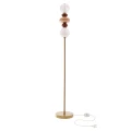 FLORES lampa podłogowa mosiężny+brązowy+pomarańczowy 15W LED 3000K klosz biały 52-50724 Candellux