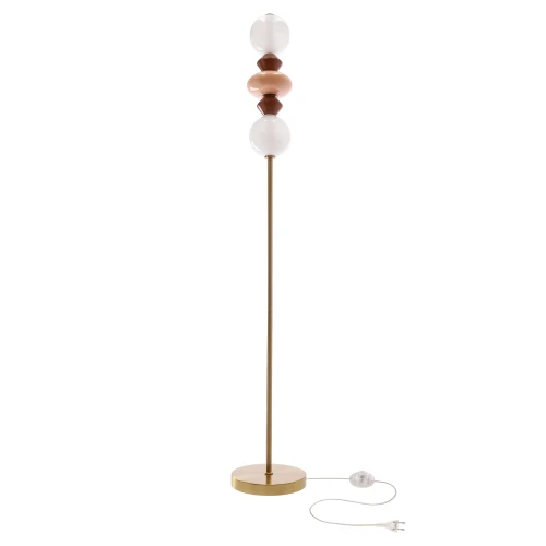 FLORES lampa podłogowa mosiężny+brązowy+pomarańczowy 15W LED 3000K klosz biały 52-50724 Candellux