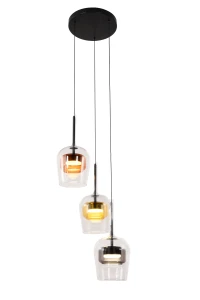 GLAXI lampa wisząca talerz czarny 3x9W GX53 klosz bezb.+dym. br. żółty 33-50427 Candellux