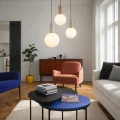 TESTA lampa wisząca talerz beżowa 3x10W G9 klosz biały 33-50908 Candellux