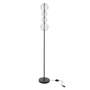 PLAYA lampa podłogowa czarny 15W LED 3000K klosz kula bezbarwny 54-50557 Candellux
