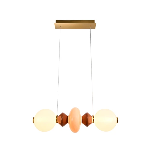 FLORES lampa wisząca mosiężny+brązowy+pomarańczowy poz.15W LED 3000K klosz biały 32-50663 Candellux