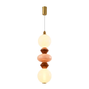 FLORES lampa wisząca mosiężny+brązowy+pomarańczowy 15W LED 3000K klosz biały 32-50656 Candellux