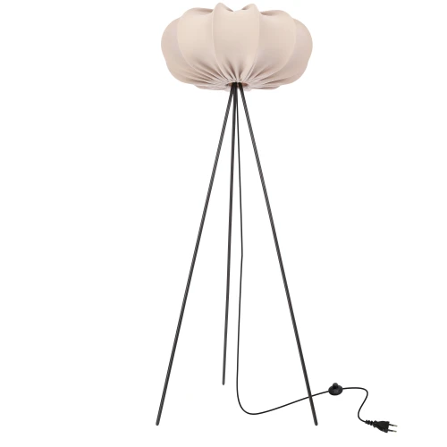 Lampa podłogowa CAFEE’ z abażurem beżowym frappe 52 cm - lampa stojąca w stylu skandynawskim E27 51-42040 Candellux