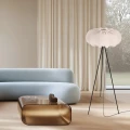 Lampa podłogowa CAFEE’ z abażurem beżowym frappe 52 cm - lampa stojąca w stylu skandynawskim E27 51-42040 Candellux