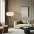 Lampa podłogowa CAFEE’ z abażurem kremowym latte 52 cm - lampa stojąca w stylu skandynawskim E27 51-42033 Candellux