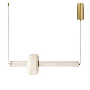PURAS lampa wisząca pozioma mosiężny 15W LED 3000K klosz bezbarwny+biały 31-50595 Candellux