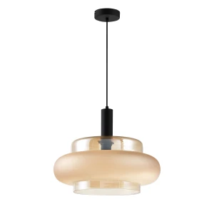 BRIZI lampa wisząca czarny 1x40W E27 klosz bursztynowy mrożony 31-51486 Candellux