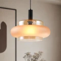 BRIZI lampa wisząca czarny 1x40W E27 klosz bursztynowy mrożony 31-51486 Candellux