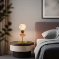 FLORES lampka stołowa mosiężny+brązowy 10W LED 3000K klosz biały 42-50717 Candellux