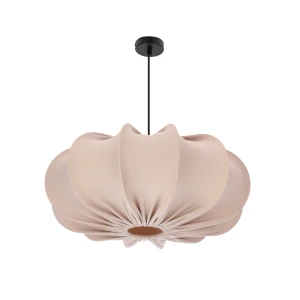 Lampa wisząca CAFEE skandynawska z abażurem beżowym frappe 52 cm - minimalistyczne oświetlenie sufitowe w stylu japandi E27 31-42019 Candellux
