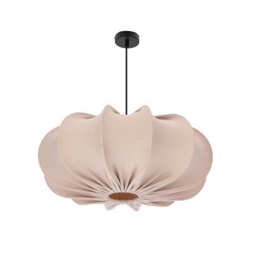 Lampa wisząca CAFEE skandynawska z abażurem beżowym frappe 52 cm - minimalistyczne oświetlenie sufitowe w stylu japandi E27 31-42019 Candellux
