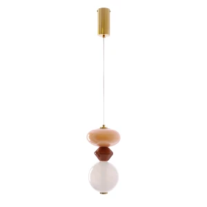 FLORES lampa wisząca mosiężny+brązowy+pomarańczowy 10W LED 3000K klosz biały 31-50632 Candellux