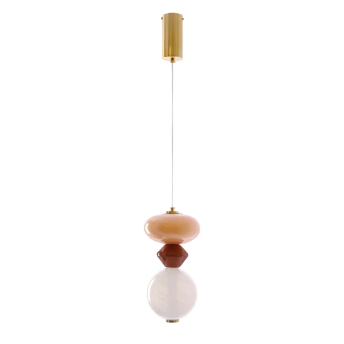 FLORES lampa wisząca mosiężny+brązowy+pomarańczowy 10W LED 3000K klosz biały 31-50632 Candellux