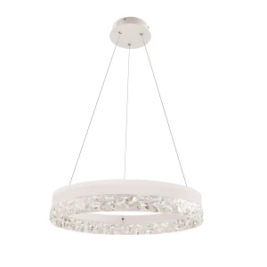 Lampa wisząca FROZI w stylu glamour – biały klosz z kryształkami – eleganckie i nowoczesne oświetlenie salonu LED 31-35547 Candellux