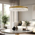 Lampa wisząca FROZI w stylu glamour – złoty klosz z kryształkami – eleganckie i nowoczesne oświetlenie salonu LED 31-35554 Candellux