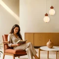 FLORES lampa wisząca mosiężny+brązowy 7W LED 3000K klosz biały 31-50625 Candellux
