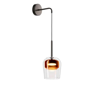 GLAXI lampa kinkiet czarny 1x9W GX53 klosz bezbarwny+brązowy 21-50410 Candellux