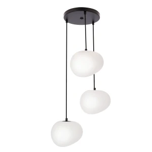 Lampa wisząca STONES w stylu Japandi - okrągła podstawa z kloszami 20 cm w kształcie kamienia - nowoczesne oświetlenie salonu 3x E27 33-35172 Candellux