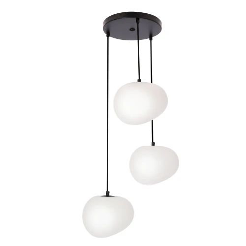 Lampa wisząca STONES w stylu Japandi - okrągła podstawa z kloszami 20 cm w kształcie kamienia - nowoczesne oświetlenie salonu 3x E27 33-35172 Candellux