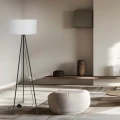 SHANTI lampa podłogowa czarny 1x40W E27 abażur szary 51-38722 Candellux