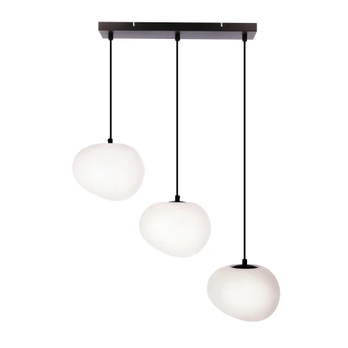 Lampa wisząca STONES w stylu Japandi - podłużna podstawa z kloszami 20 cm w kształcie kamienia - minimalistyczna lampa nad stół 3x E27 33-35158 Candellux