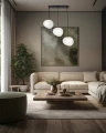 Lampa wisząca STONES w stylu Japandi - podłużna podstawa z kloszami 20 cm w kształcie kamienia - minimalistyczna lampa nad stół 3x E27 33-35158 Candellux