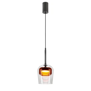 GLAXI lampa wisząca czarny 1x9W GX53 klosz bezbarwny+brązowy 31-50397 Candellux