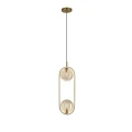 Lampa wisząca CORDEL vintage - złoty mosiądz z bursztynowymi kloszami kulkami - eleganckie oświetlenie salonu 2x G9 LED 32-44105 Candellux
