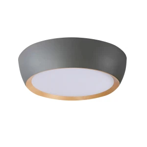 ABRUZZO LAMPA SUFITOWA PLAFON SZARO DREWNIANY 24W LED 40X32 CM KLOSZ BIAŁY 14-24114 Candellux