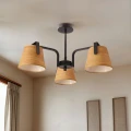 Milbury lampa sufitowa plafon 3x40W E14 czarny metal abażury tkanina żółte nowoczesna oprawa oświetleniowa salon sypialnia przedpokój 33-44525 Candellux