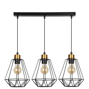 Primo lampa wisząca czarny+złoty 3x60w e27 klosz czarny 33-00231 Candellux