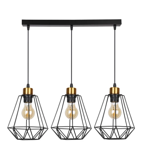 Primo lampa wisząca czarny+złoty 3x60w e27 klosz czarny 33-00231 Candellux