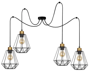 Primo p lampa wisząca czarny+złoty 4x60w e27 klosz czarny 34-00309 Candellux