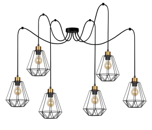 Primo p lampa wisząca czarny+złoty 6x60w e27 klosz czarny 36-00316 Candellux