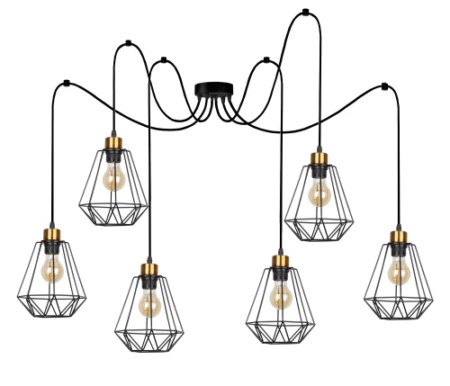 Primo p lampa wisząca czarny+złoty 6x60w e27 klosz czarny 36-00316 Candellux