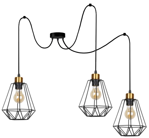 Primo p lampa wisząca czarny+złoty 3x60w e27 klosz czarny 33-00293 Candellux