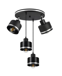 Wama lampa wisząca czarny talerz 4x40w e27 klosz czarny+srebrny 34-00507 Candellux