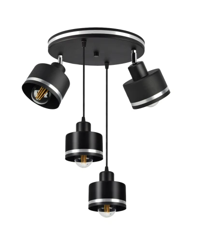 Wama lampa wisząca czarny talerz 4x40w e27 klosz czarny+srebrny 34-00507 Candellux