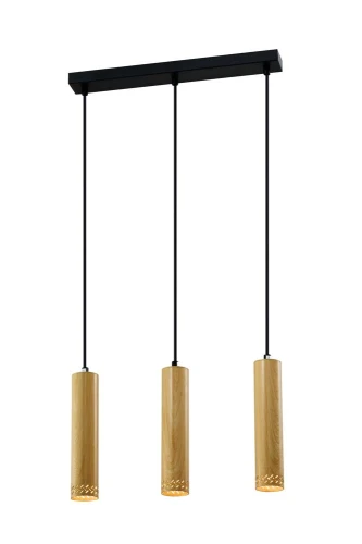 Tubo lampa wisząca czarny 3x25w gu10 klosz 25cm drewniany 33-79138 Candellux