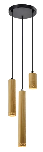 Tubo lampa wisząca czarny talerz 3x25w gu10 klosz mix drewniany 33-79121 Candellux