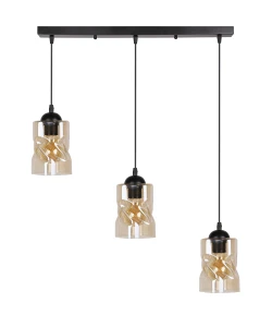 Felis lampa wisząca czarny 3x60w e27 klosz bursztynowy 33-00187 Candellux