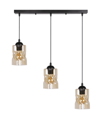 Felis lampa wisząca czarny 3x60w e27 klosz bursztynowy 33-00187 Candellux
