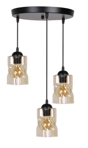 Felis lampa wisząca talerz czarny 3x60w e27 klosz bursztynowy 33-00217 Candellux