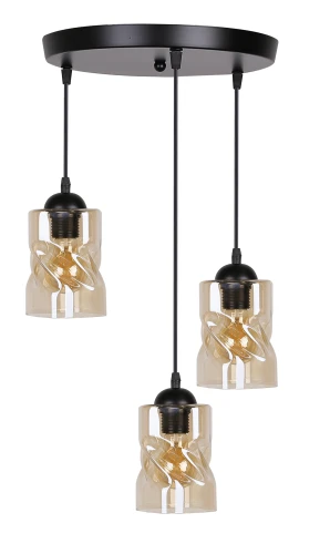 Felis lampa wisząca talerz czarny 3x60w e27 klosz bursztynowy 33-00217 Candellux
