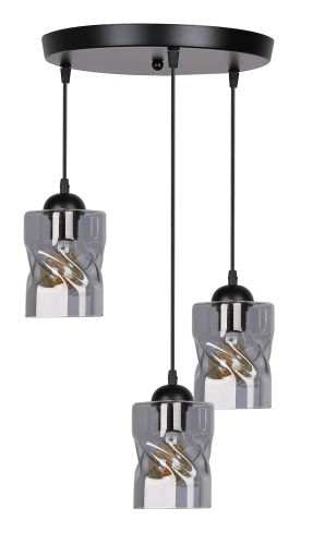 Felis lampa wisząca talerz czarny 3x60w e27 klosz dymiony 33-00200 Candellux
