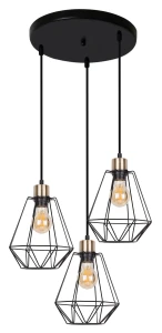 PRIMO LAMPA WISZĄCA TALERZ CZARNY+PATYNA 3X60W E27 KLOSZ CZARNY 33-00323 Candellux