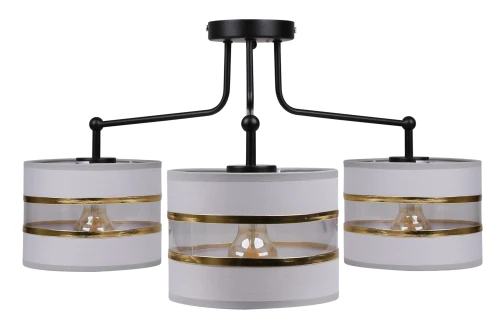 Andy lampa wisząca czarny 3x40w e27 abażur szary+złoty 33-00514 Candellux