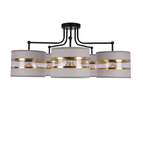 Andy lampa wisząca czarny 5x40w e27 abażur szary+złoty 35-00521 Candellux