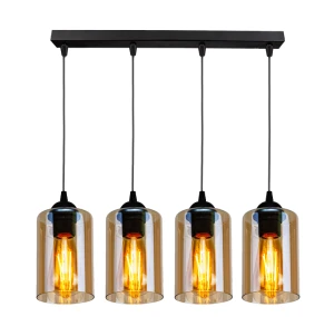 Bistro lampa wisząca czarny 4x40w e27 klosz brązowy 34-00552 Candellux
